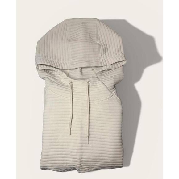 Beige Ribbed Hoodie Sweatshirt - Picture 2 of 3